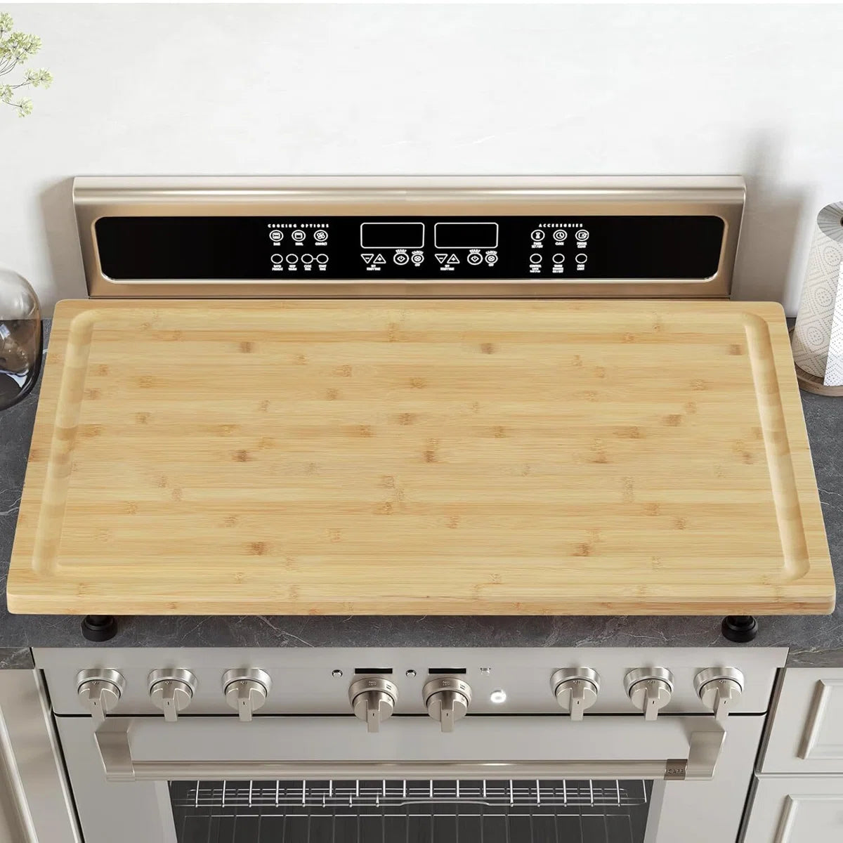 30"x20"  Bamboo Cutting Board Stovetop Cover with 4 Removable Feet