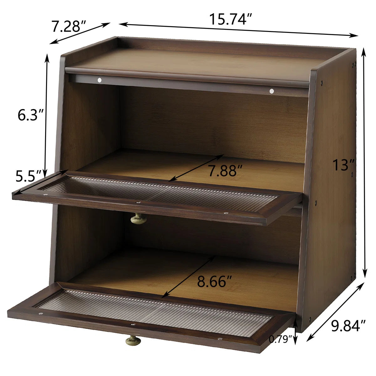 Kitchen Counter Top Double Layer Bread Box Storage Bin Breadbox Organizer