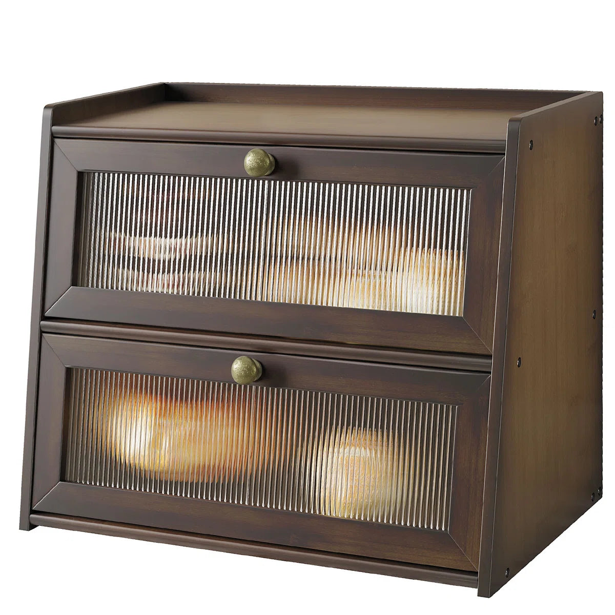 Kitchen Counter Top Double Layer Bread Box Storage Bin Breadbox Organizer