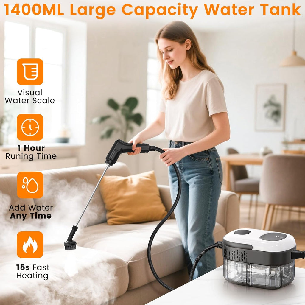 Pressurized Steam Cleaner, 3-Level Adjustable Handheld Steamer Cleaning for Home & Kitchen & Bathroom
