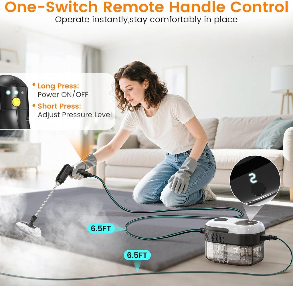 Pressurized Steam Cleaner, 3-Level Adjustable Handheld Steamer Cleaning for Home & Kitchen & Bathroom