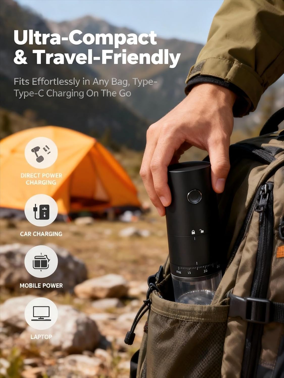 Portable Electric Burr Coffee Grinder - 38 External Grind Settings