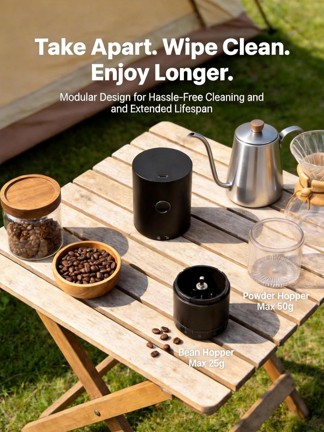 Portable Electric Burr Coffee Grinder - 38 External Grind Settings