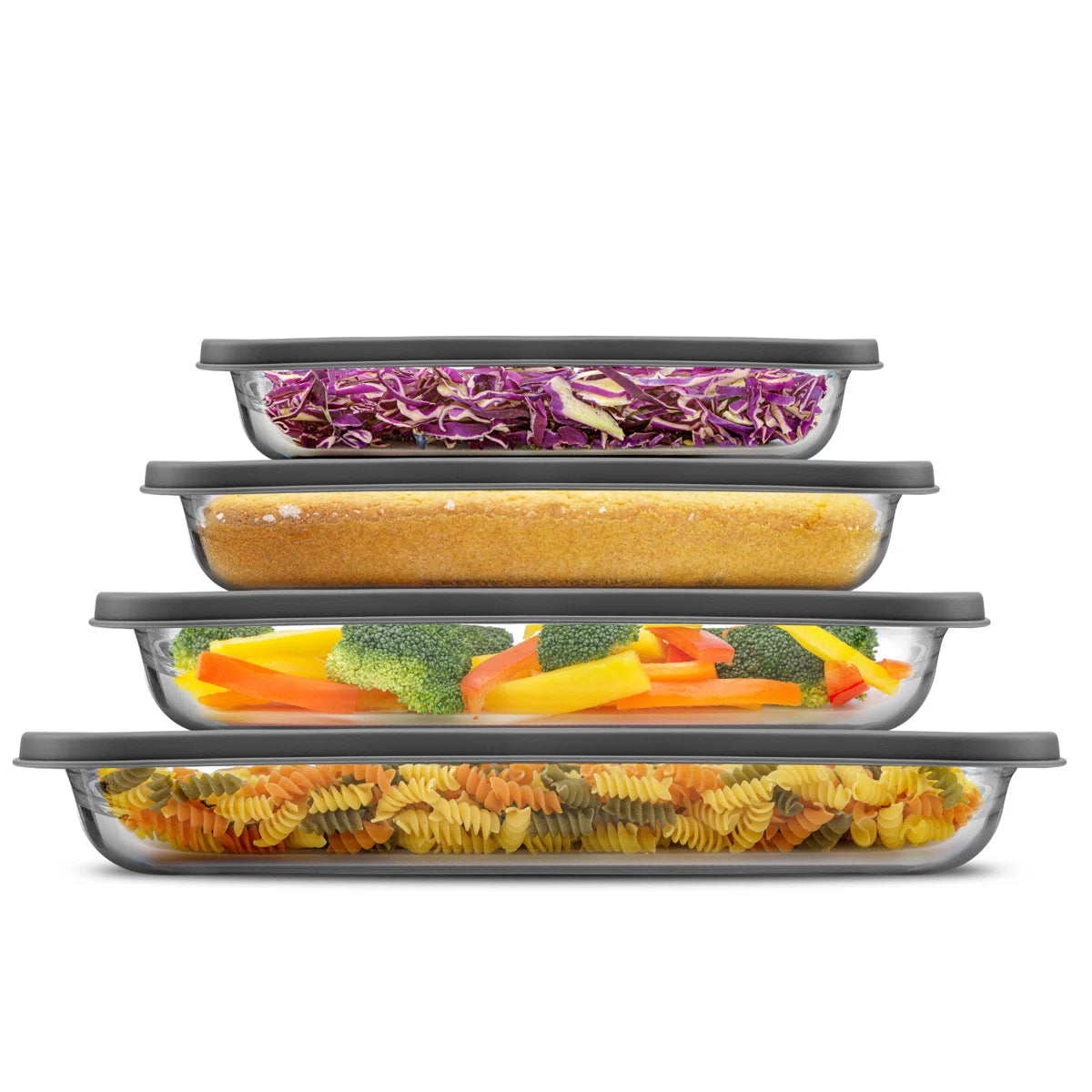 8-Piece Rectangular Glass Bakeware Set with Lids