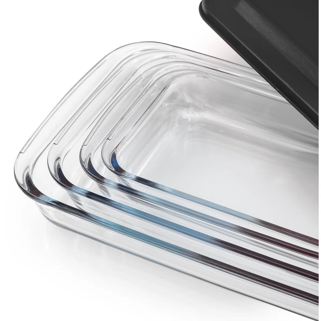 8-Piece Rectangular Glass Bakeware Set with Lids