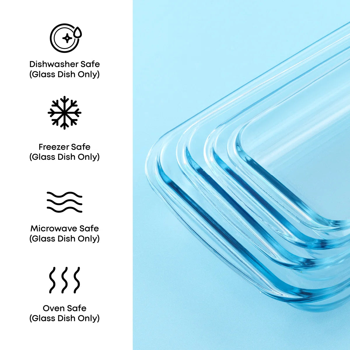 8-Piece Rectangular Glass Bakeware Set with Lids