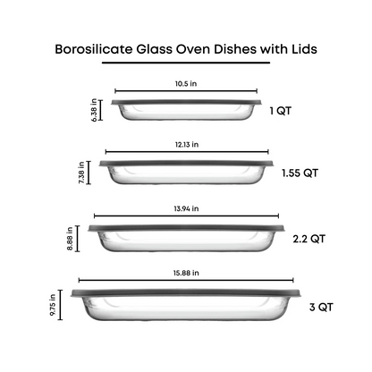 8-Piece Rectangular Glass Bakeware Set with Lids