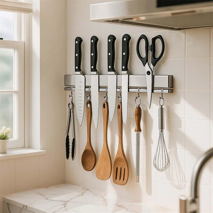 Magnetic Knife Holder For Wall With 12 Hooks