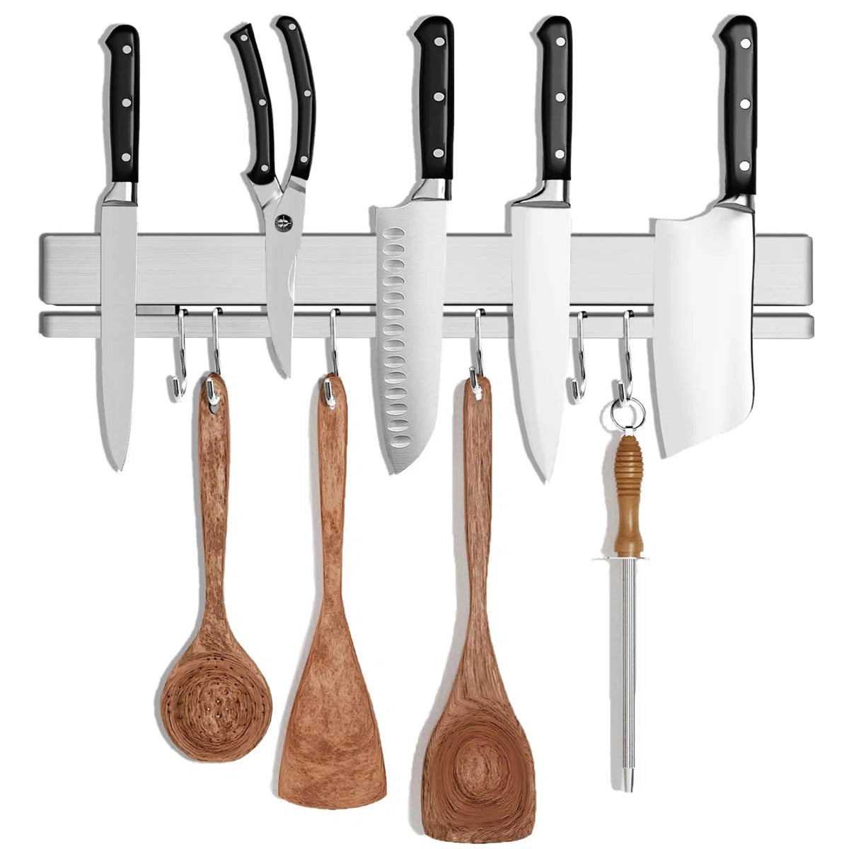 Magnetic Knife Holder For Wall With 12 Hooks