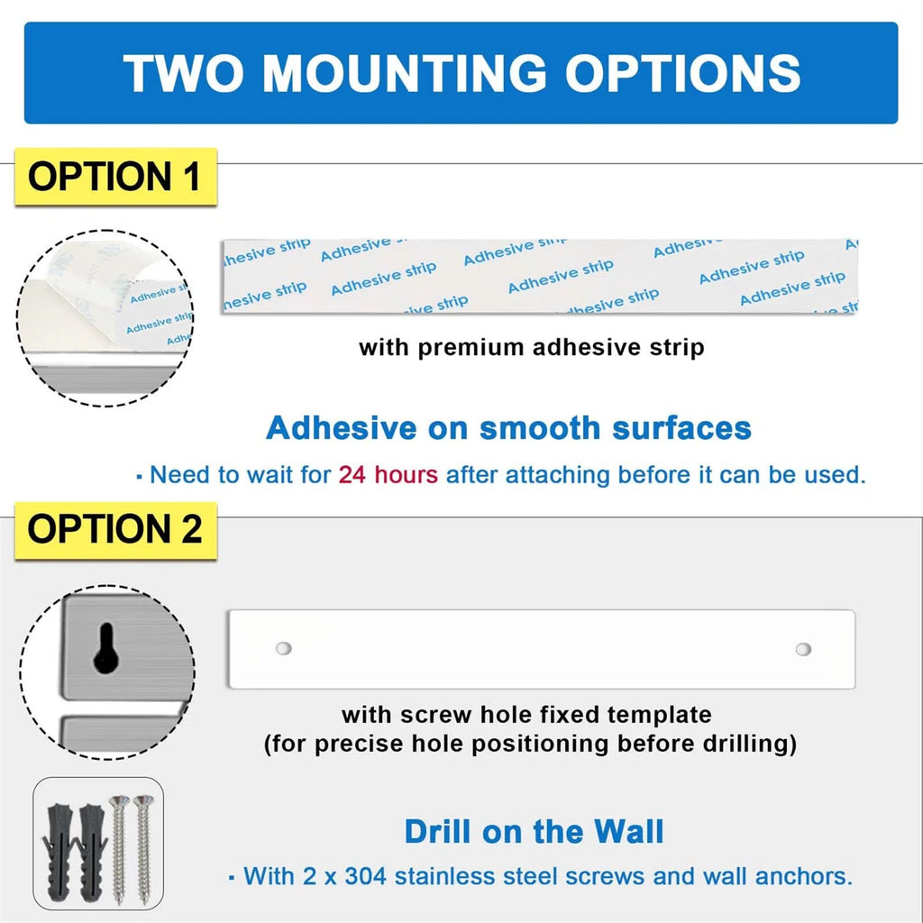 Magnetic Knife Holder For Wall With 12 Hooks