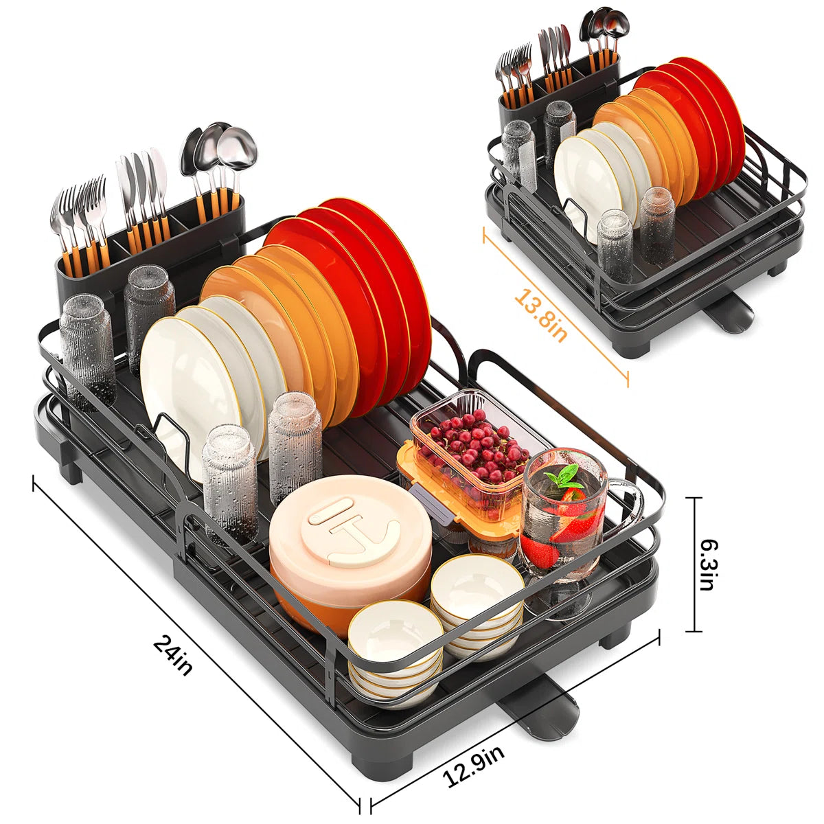 Stainless Steel Expandable Kitchen Dish Drying Rack Drainer