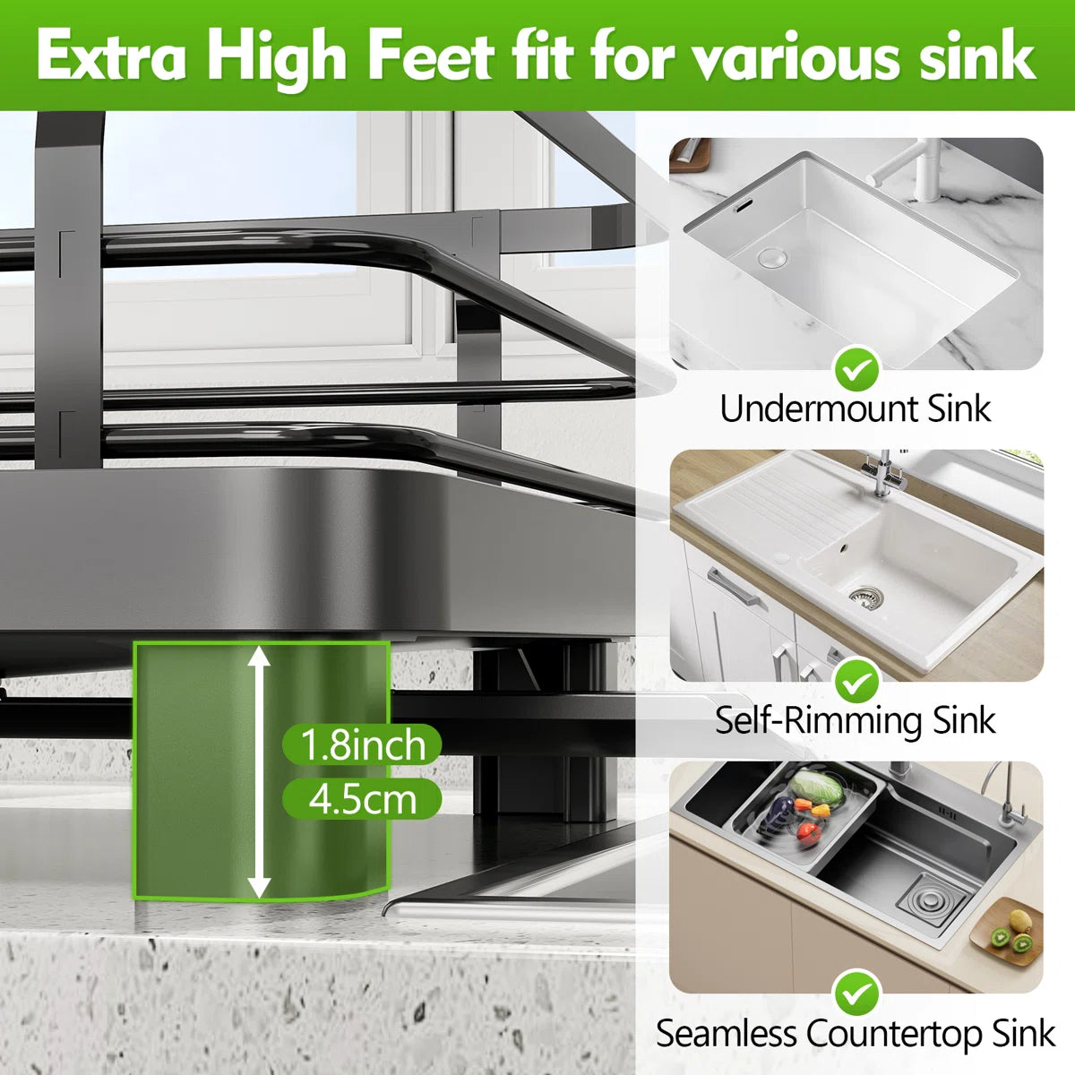 Stainless Steel Expandable Kitchen Dish Drying Rack Drainer