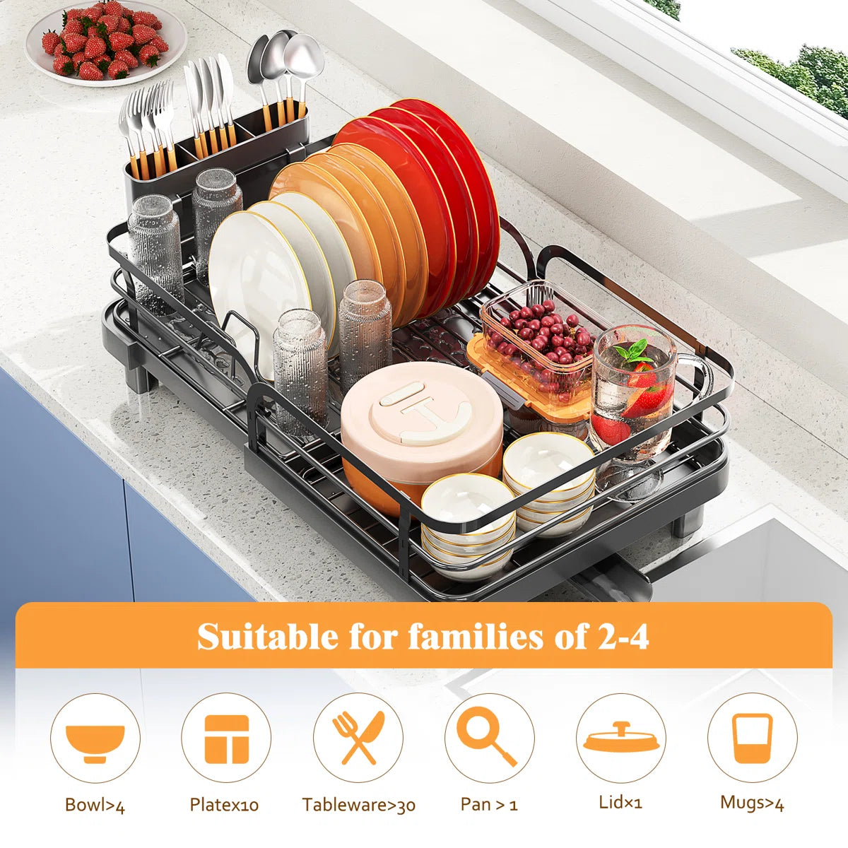 Stainless Steel Expandable Kitchen Dish Drying Rack Drainer